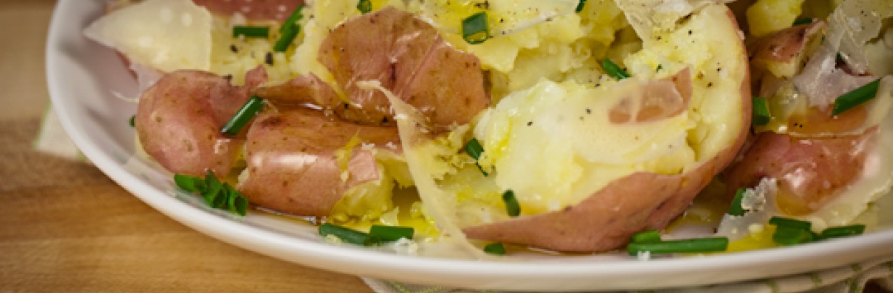 Smashed Red Potatoes with Chives