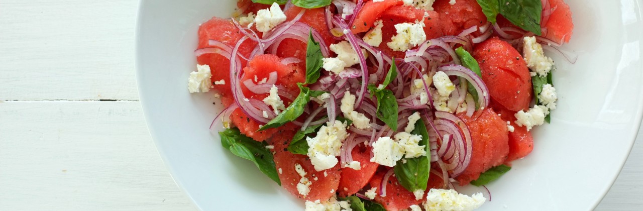 Watermelon Salad with Feta and Basil