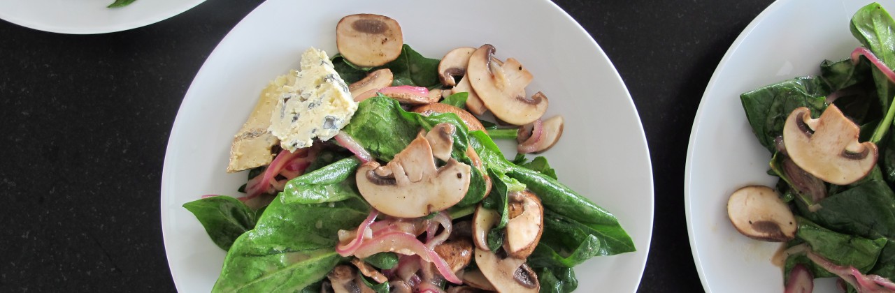 Warm Spinach Salad with Blue Cheese