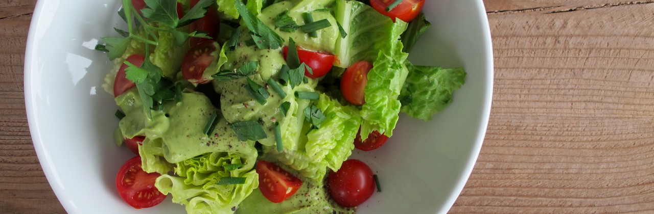 Green Salad with Creamy Avocado Dressing