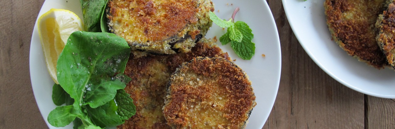 Eggplant Cutlets with Arugula and Mint