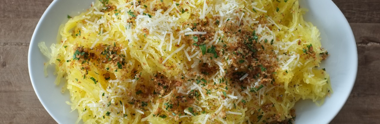 Spaghetti Squash with Parmesan & Toasted Garlic Breadcrumbs