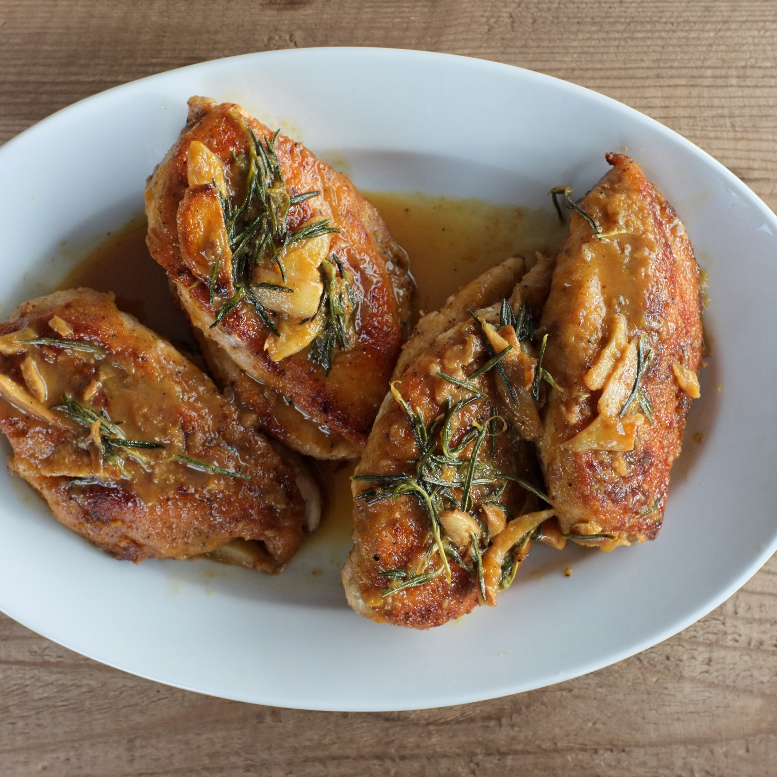 Orange Chicken with Rosemary and Toasted Garlic