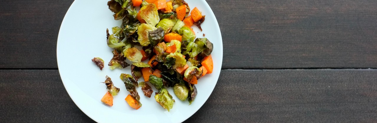 Crispy Brussels Sprouts and Sweet Potatoes