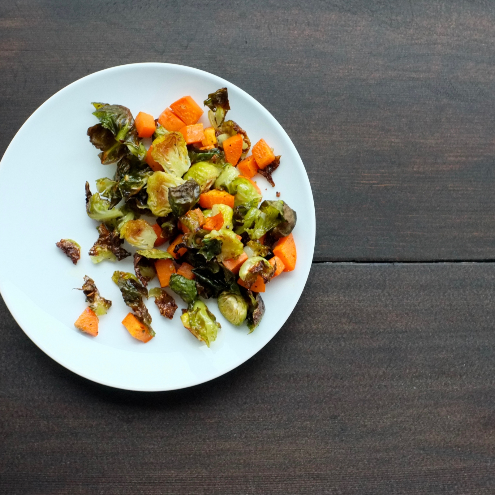 Crispy Brussels Sprouts and Sweet Potatoes