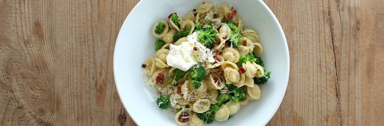 Broccoli and Bacon Pasta with Ricotta