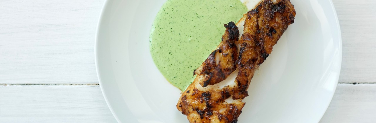 Grilled Sea Bass with Spicy Green Sauce