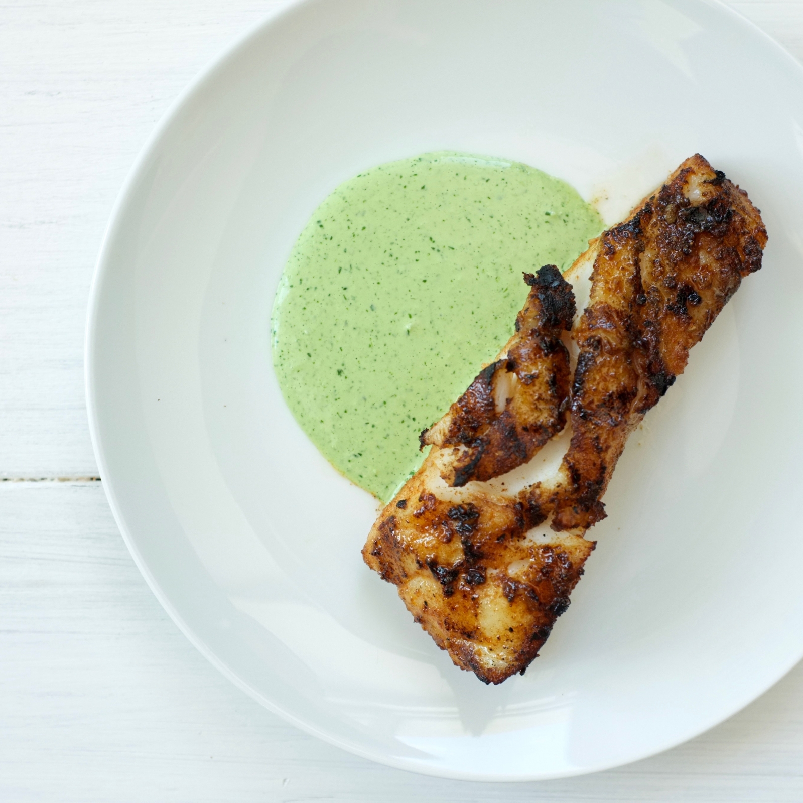Grilled Sea Bass with Spicy Green Sauce