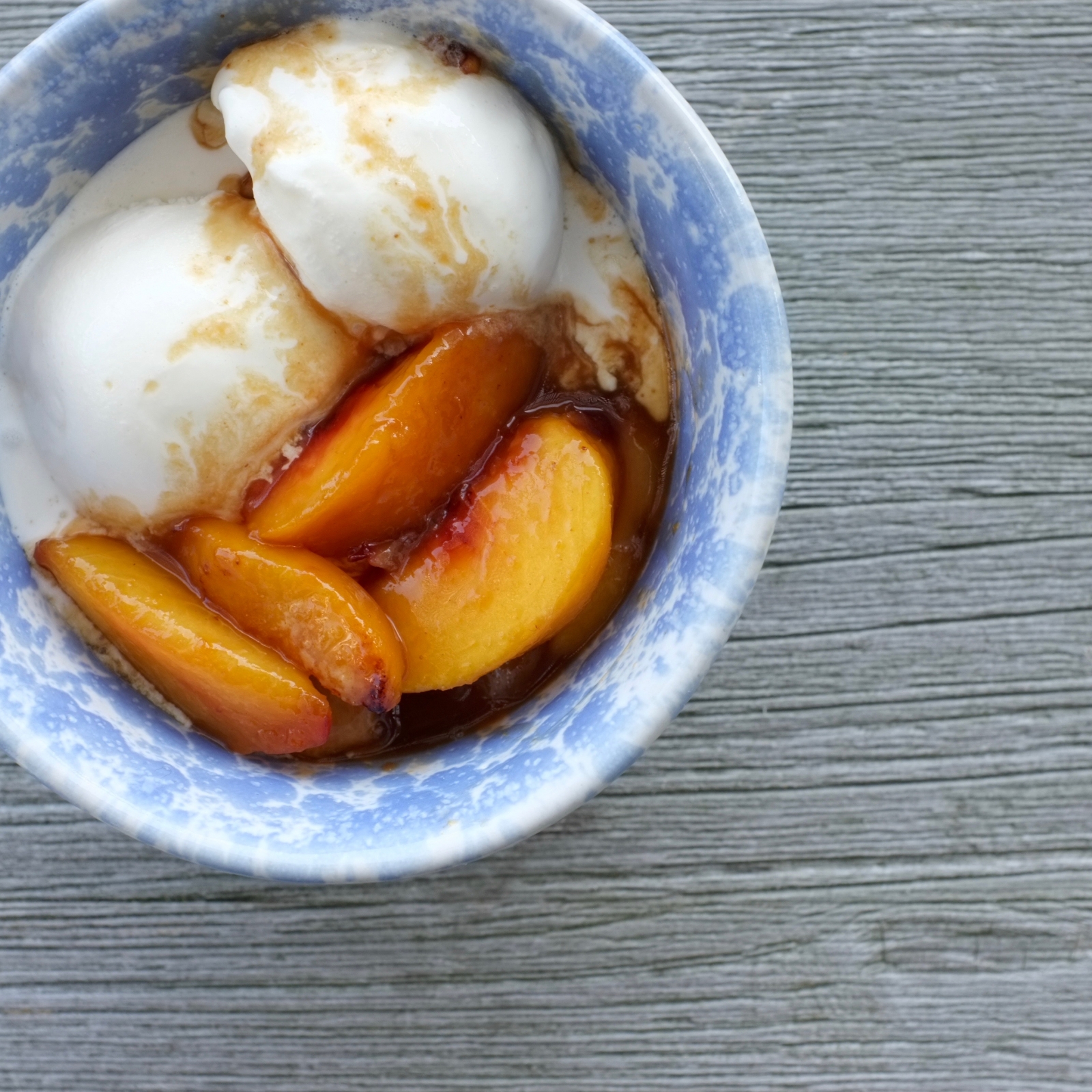Caramelized Peaches and Ice Cream