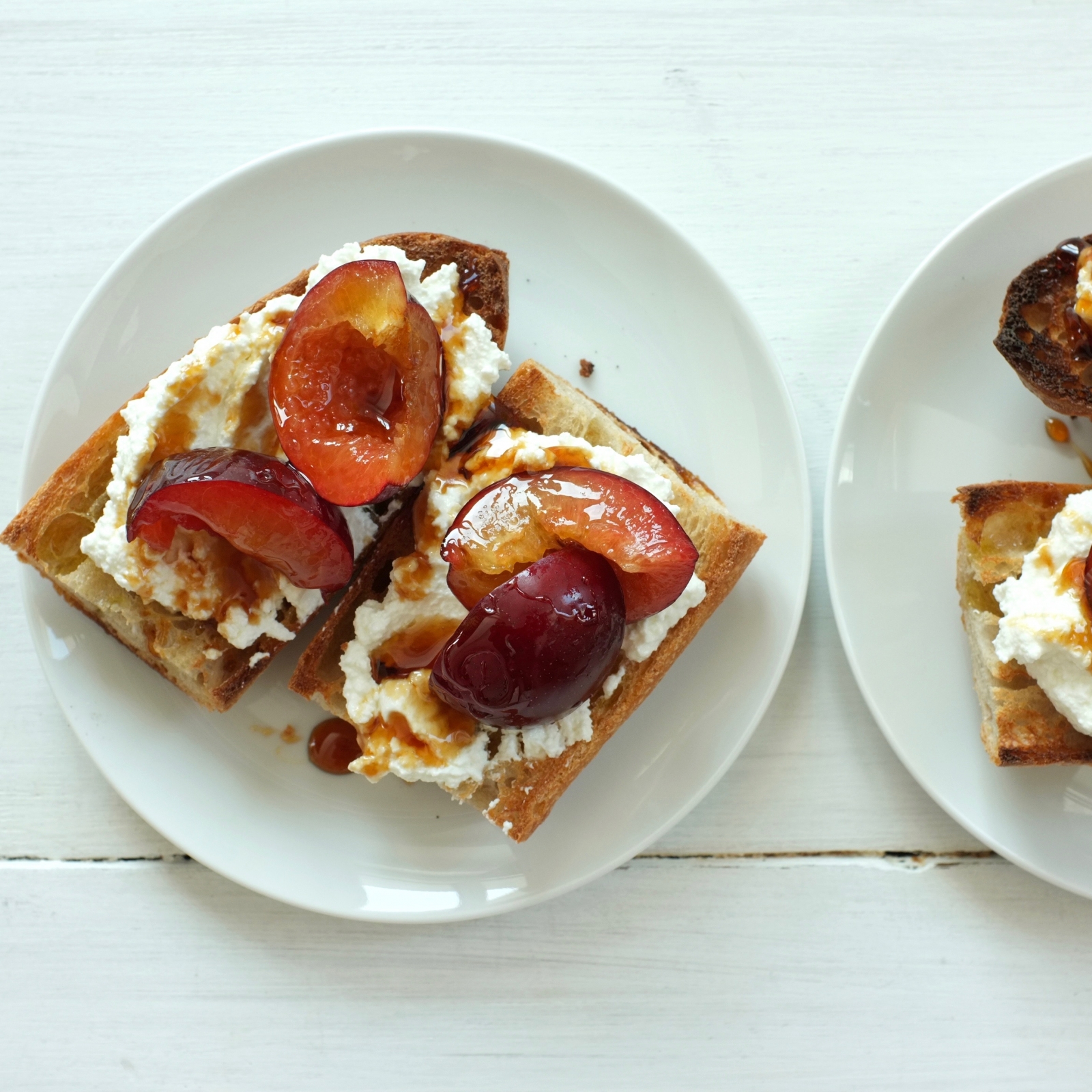 Ricotta and Plums over Grilled Bread