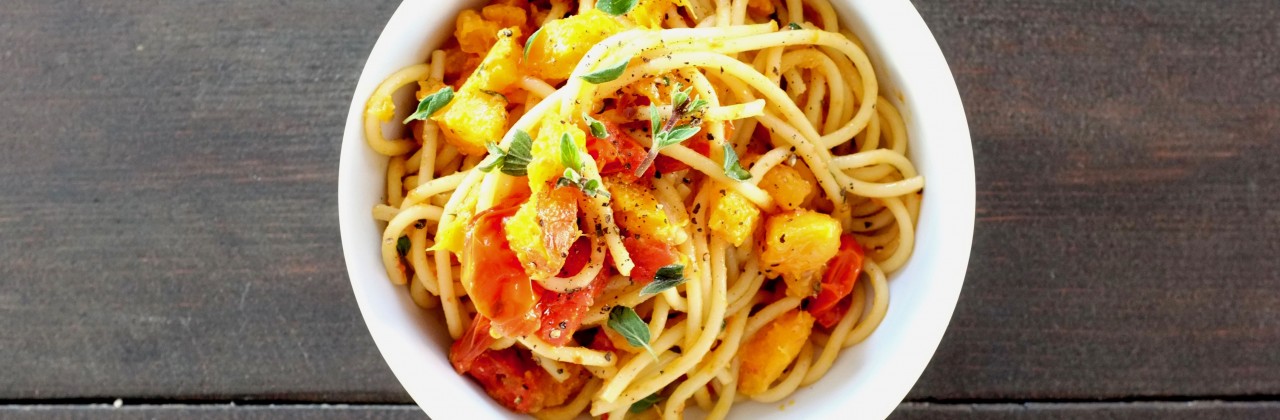 Roasted Butternut Squash and Tomato Pasta